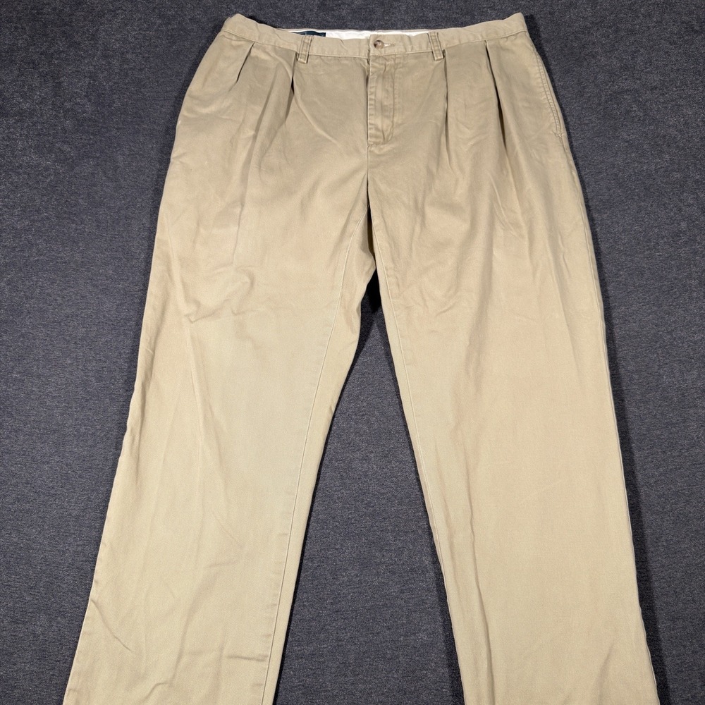 Vintage Polo Ralph Lauren Ethan Chino Pants 36x32 Tan Pleated Cotton Academia